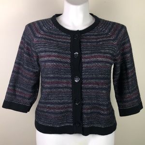 Button Front Cardigan Retro Multicolored Stripe